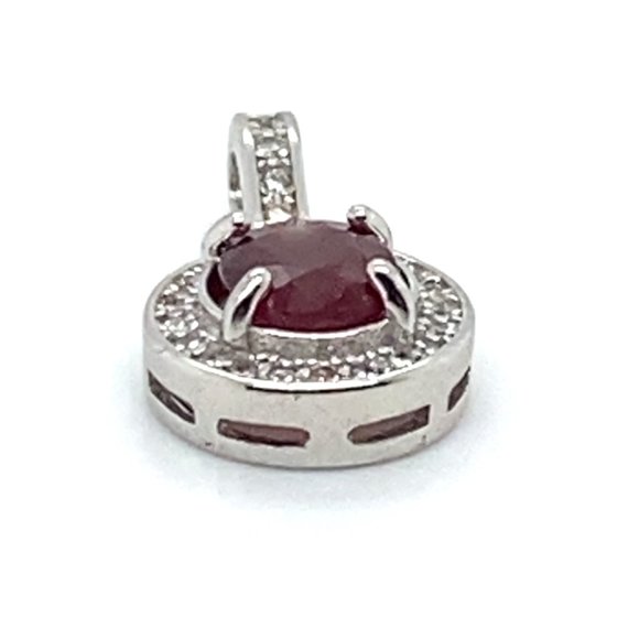 Red Tourmaline 1.00ct White Gold Finish Solid 925 Sterling Silver Pendant - Picture 5 of 7